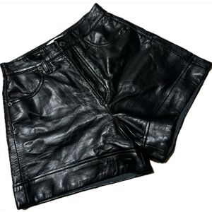Agolde Black Faux Leather Shorts